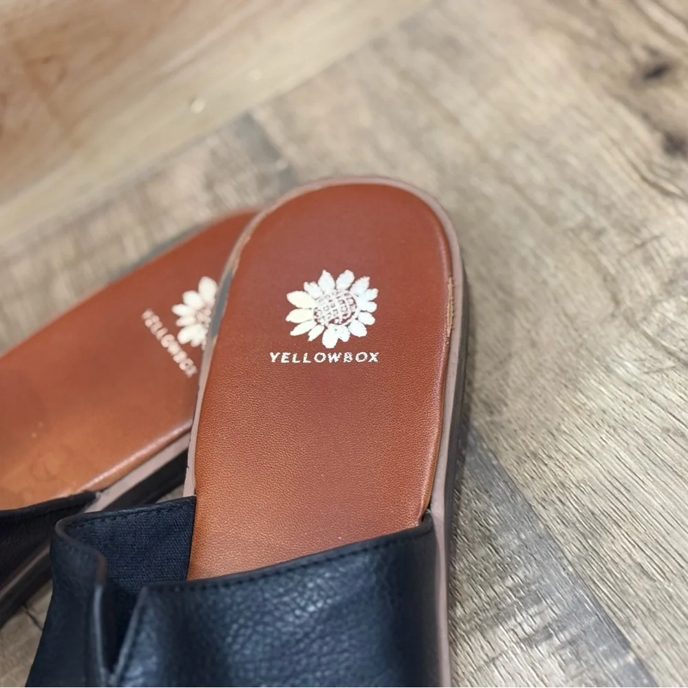 Women's Yellowbox Black Leather Slide Sandals - Classic Comfort - Picture 3 of 6